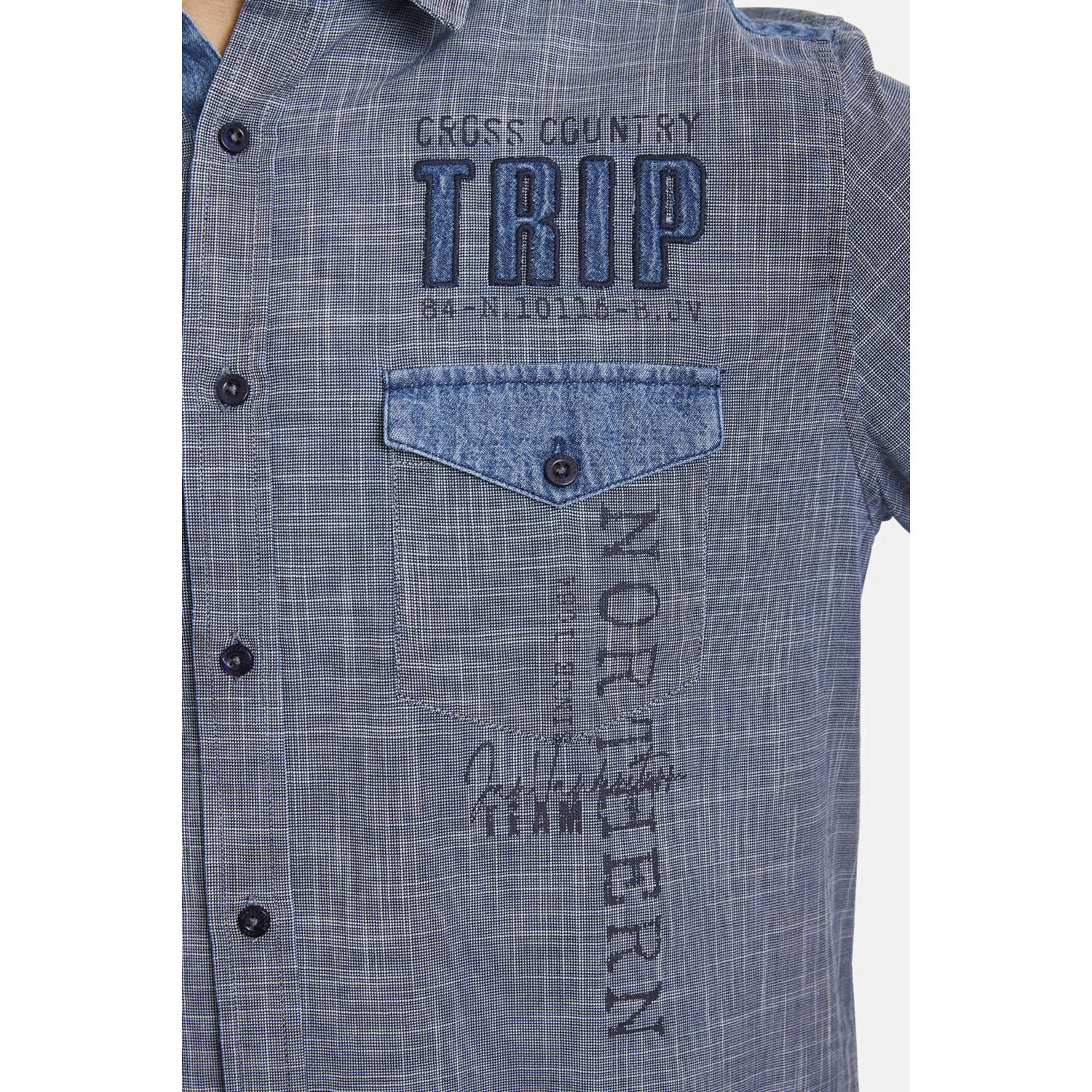 Jan Vanderstorm +FIT Collectie loose fit overhemd NATTFARI Plus Size met logo donkerblauw