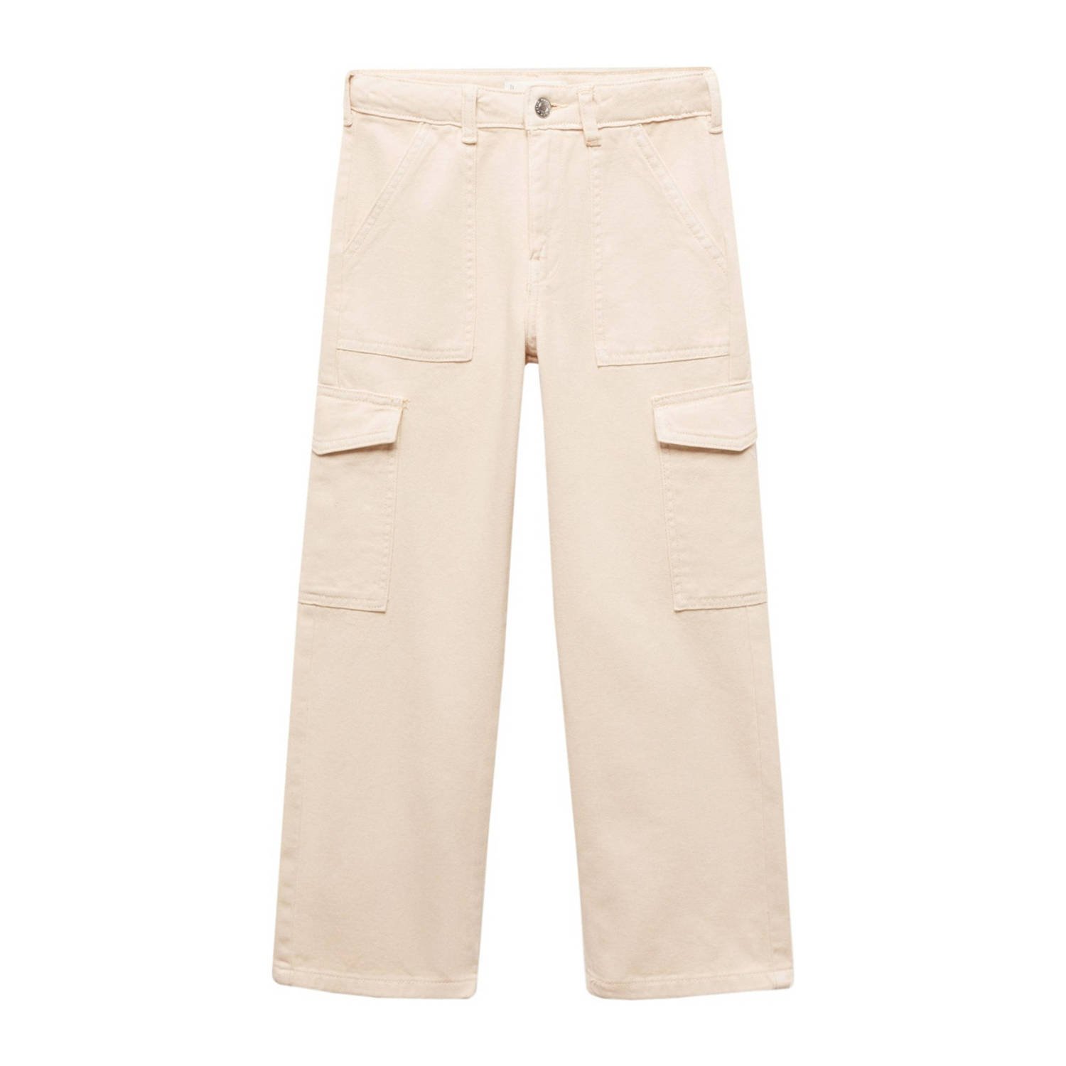 Mango Kids cargobroek lichtbeige Meisjes Denim Effen 128