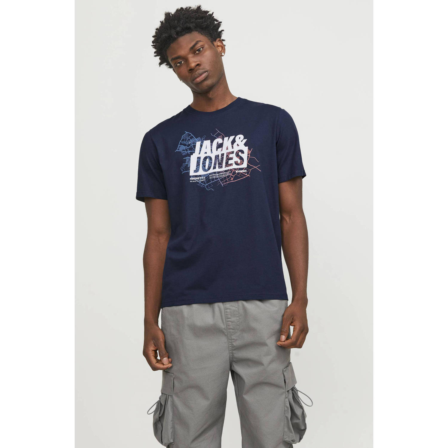 JACK & JONES CORE T-shirt JCOMAP met printopdruk navy blazer