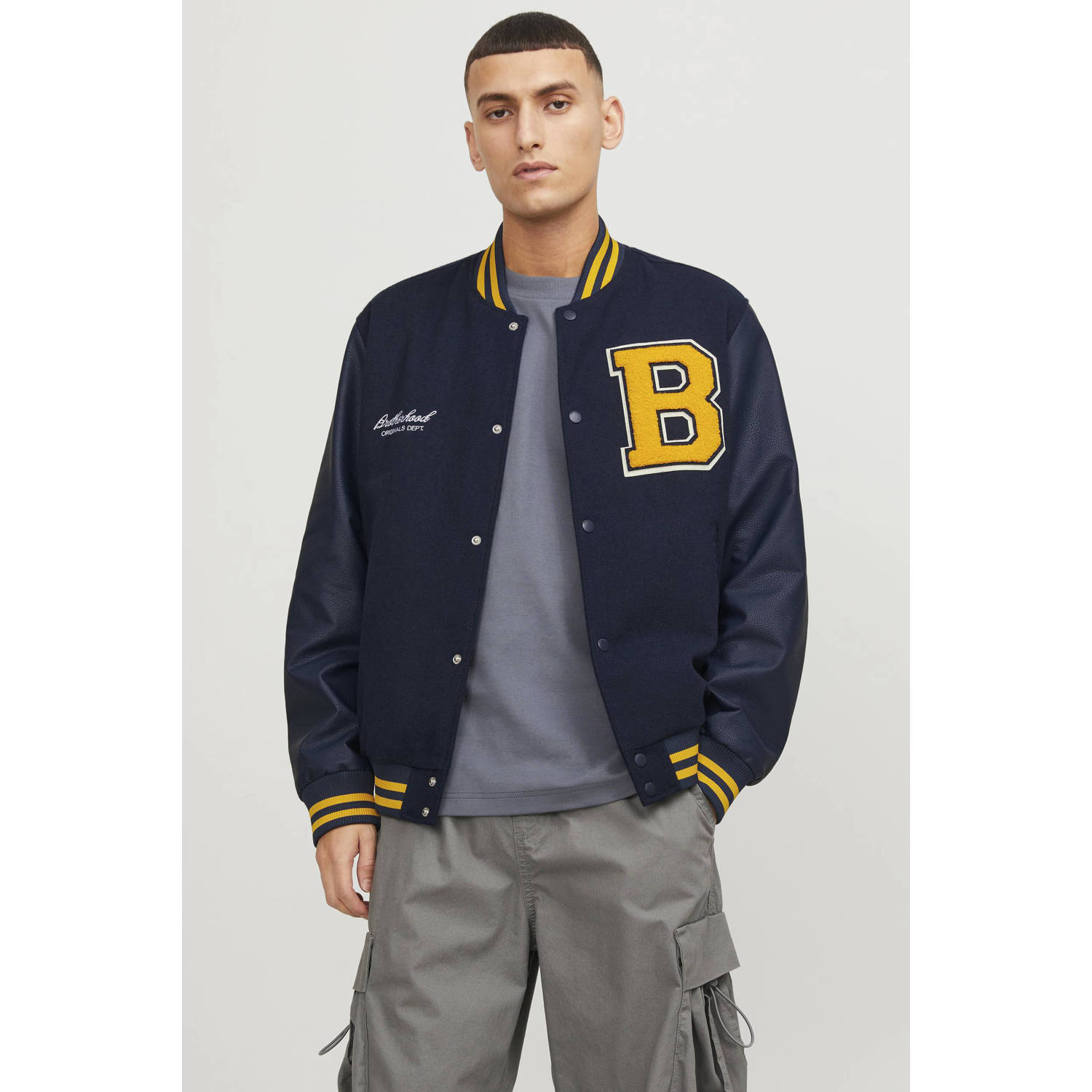 JACK & JONES ORIGINALS bomberjack JORCOLLEGE met printopdruk donkerblauw