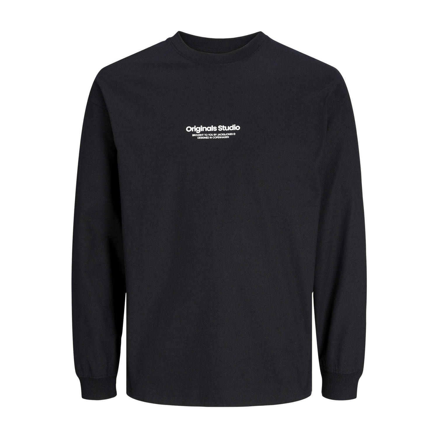 JACK & JONES ORIGINALS loose fit longsleeve JORVESTERBRO met printopdruk zwart
