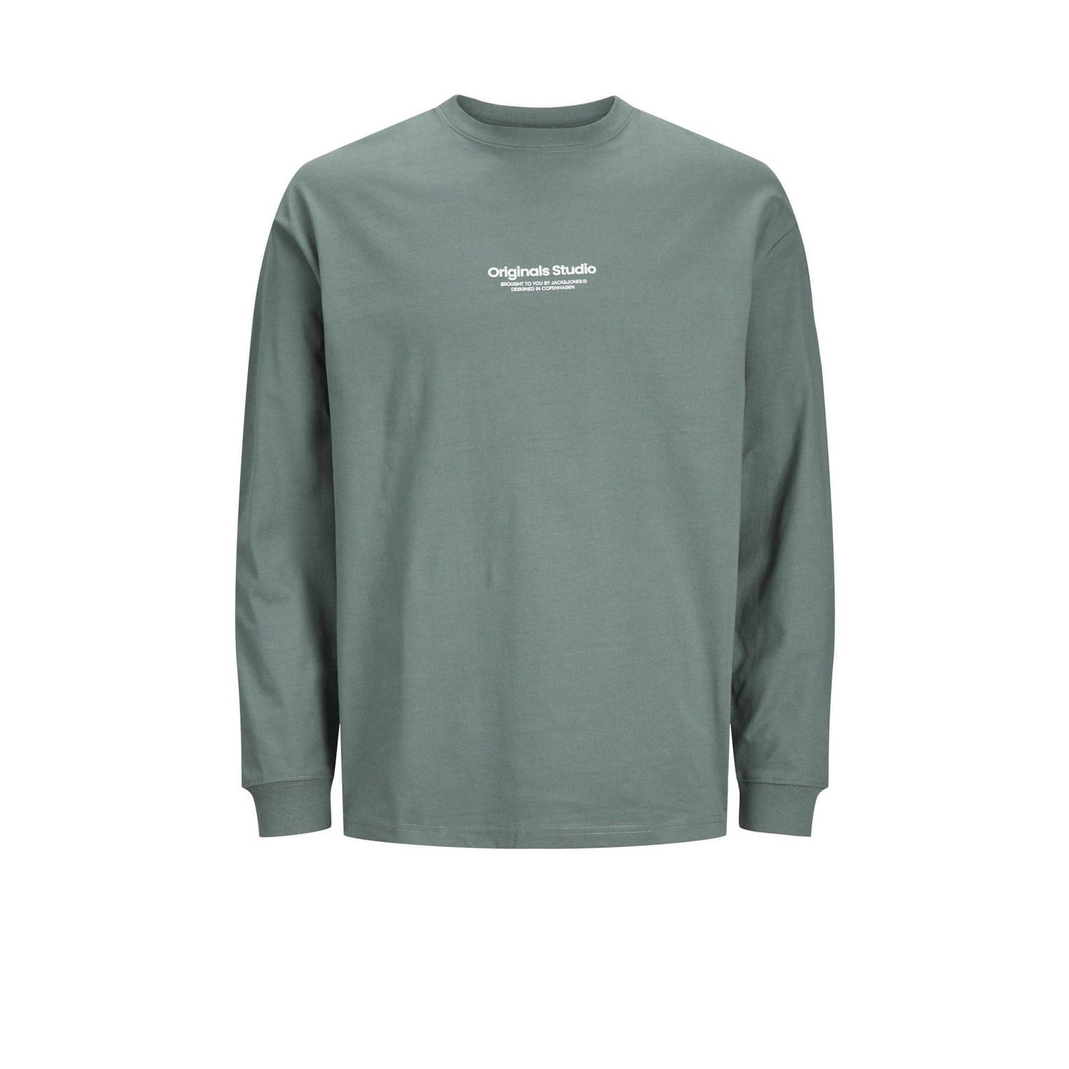 JACK & JONES ORIGINALS loose fit longsleeve JORVESTERBRO met printopdruk groen