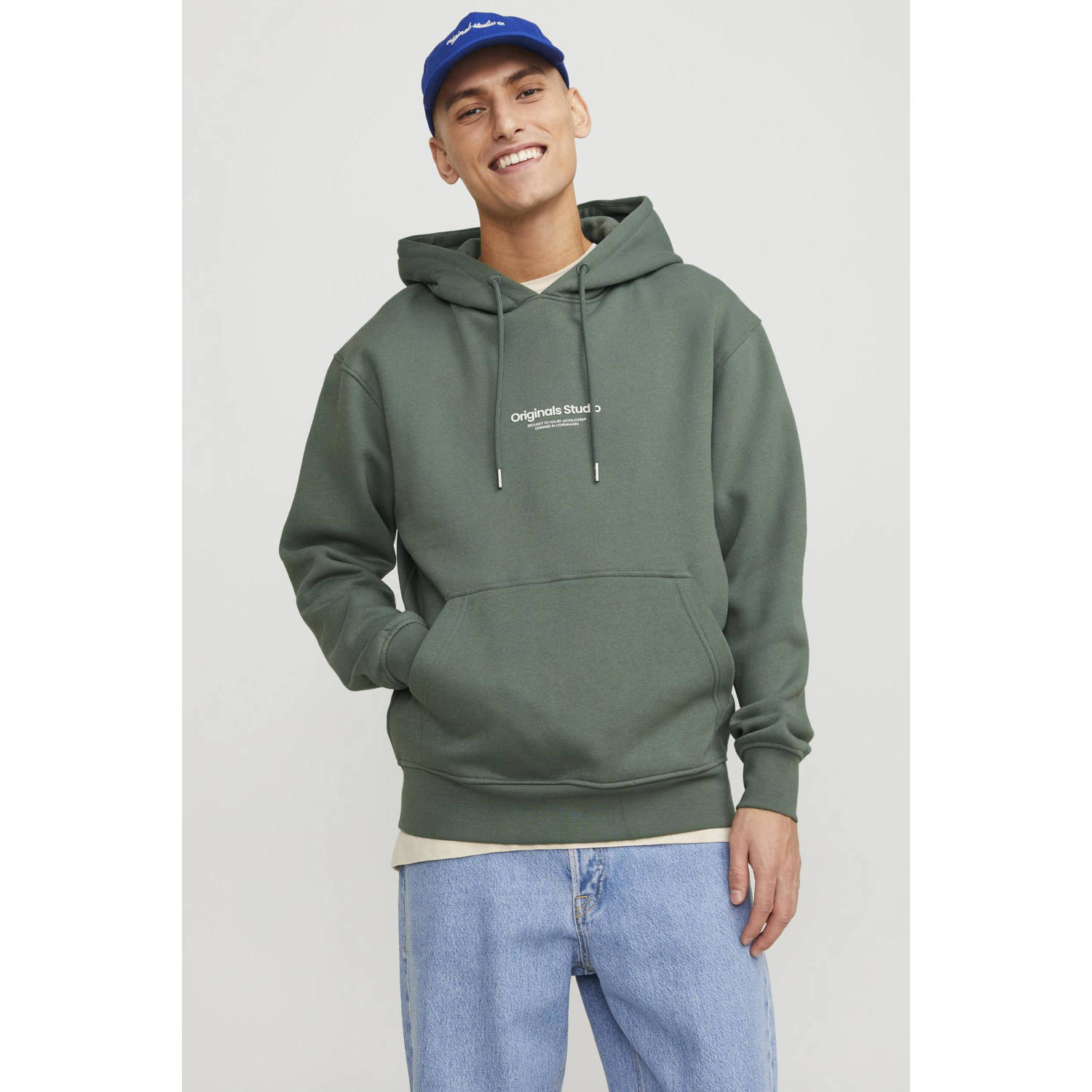 JACK & JONES ORIGINALS hoodie JORVESTERBRO met printopdruk groen