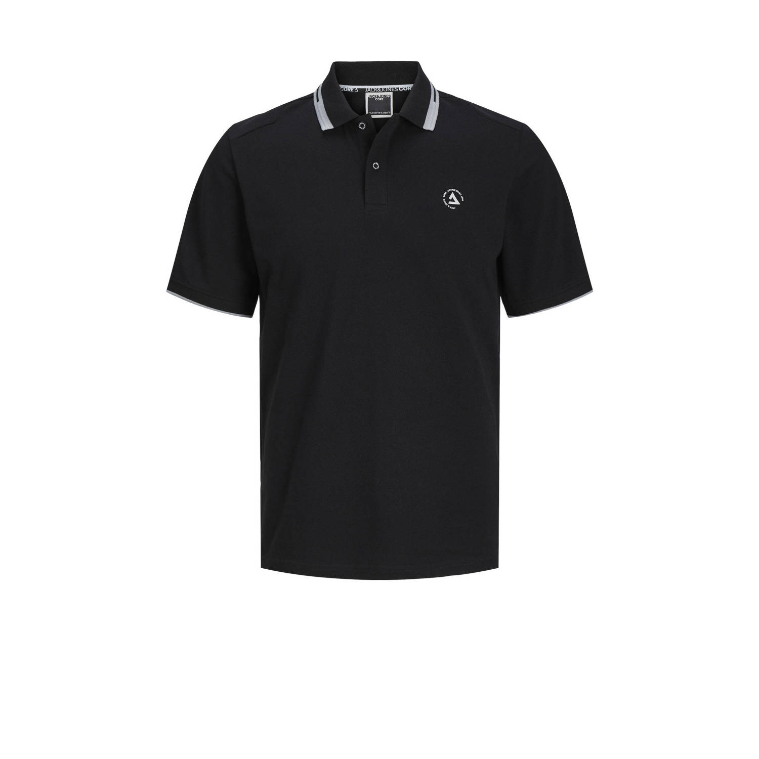 JACK & JONES CORE regular fit polo JCOHASS met logo zwart