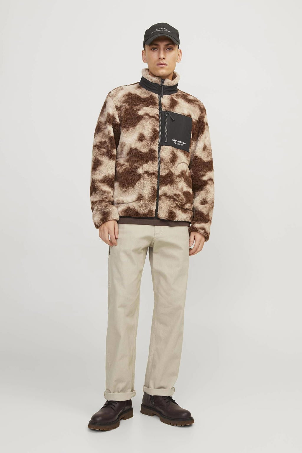 JACK & JONES PANTS STUDIO loose fit gebreide cargobroek - beige