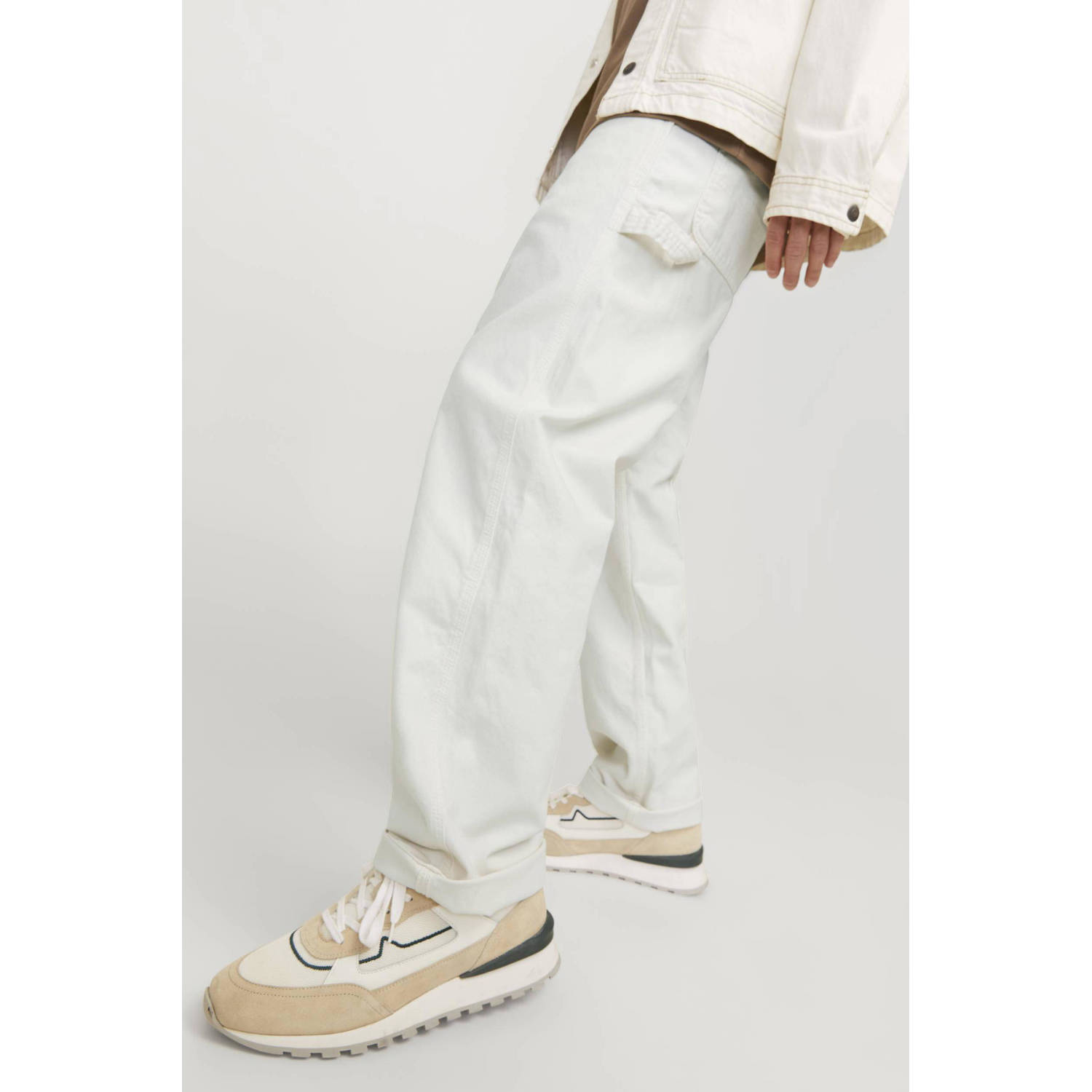 JACK & JONES PANTS STUDIO loose fit cargo broek JPSTEDDIE JJCARPENTER wit