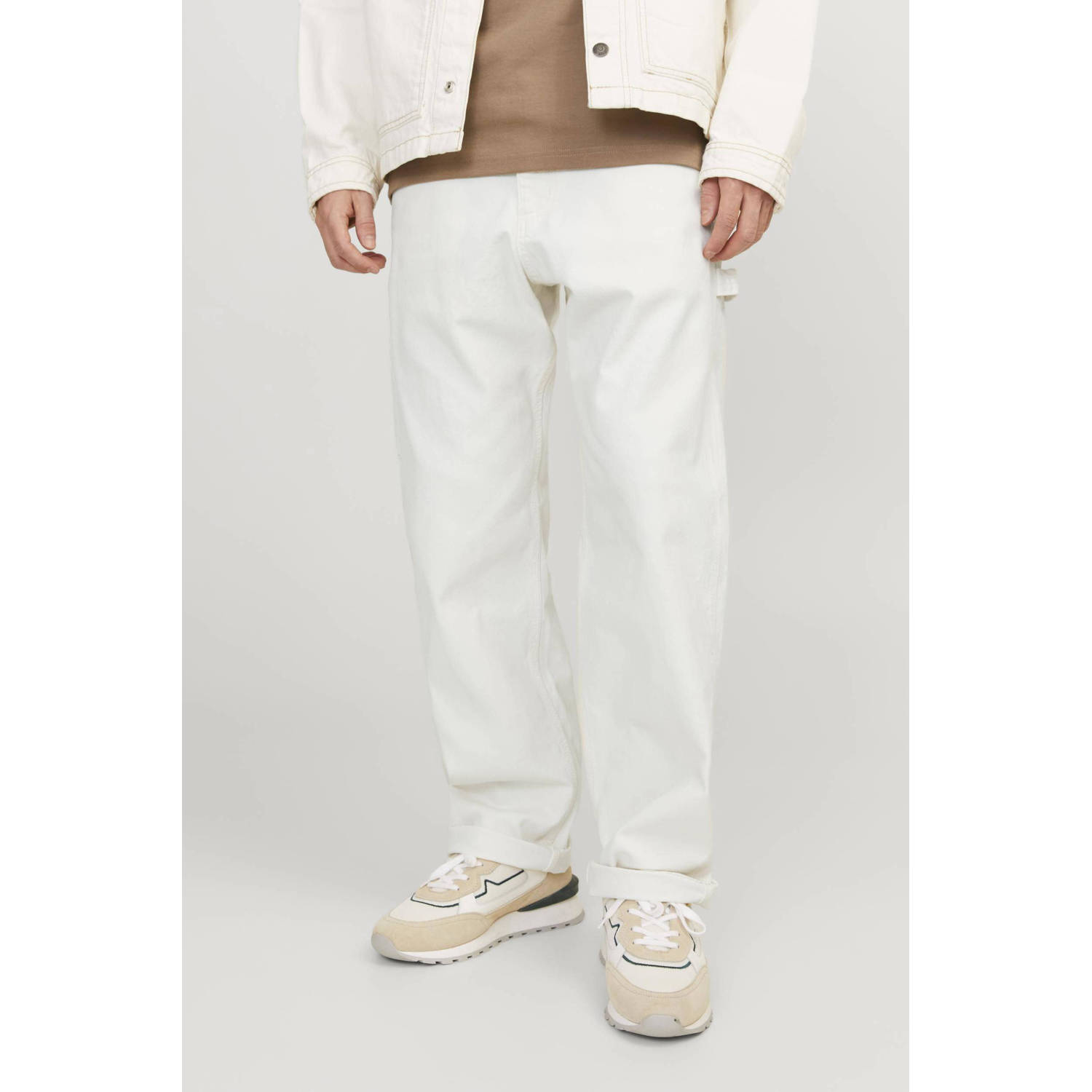 JACK & JONES PANTS STUDIO loose fit cargo broek JPSTEDDIE JJCARPENTER wit