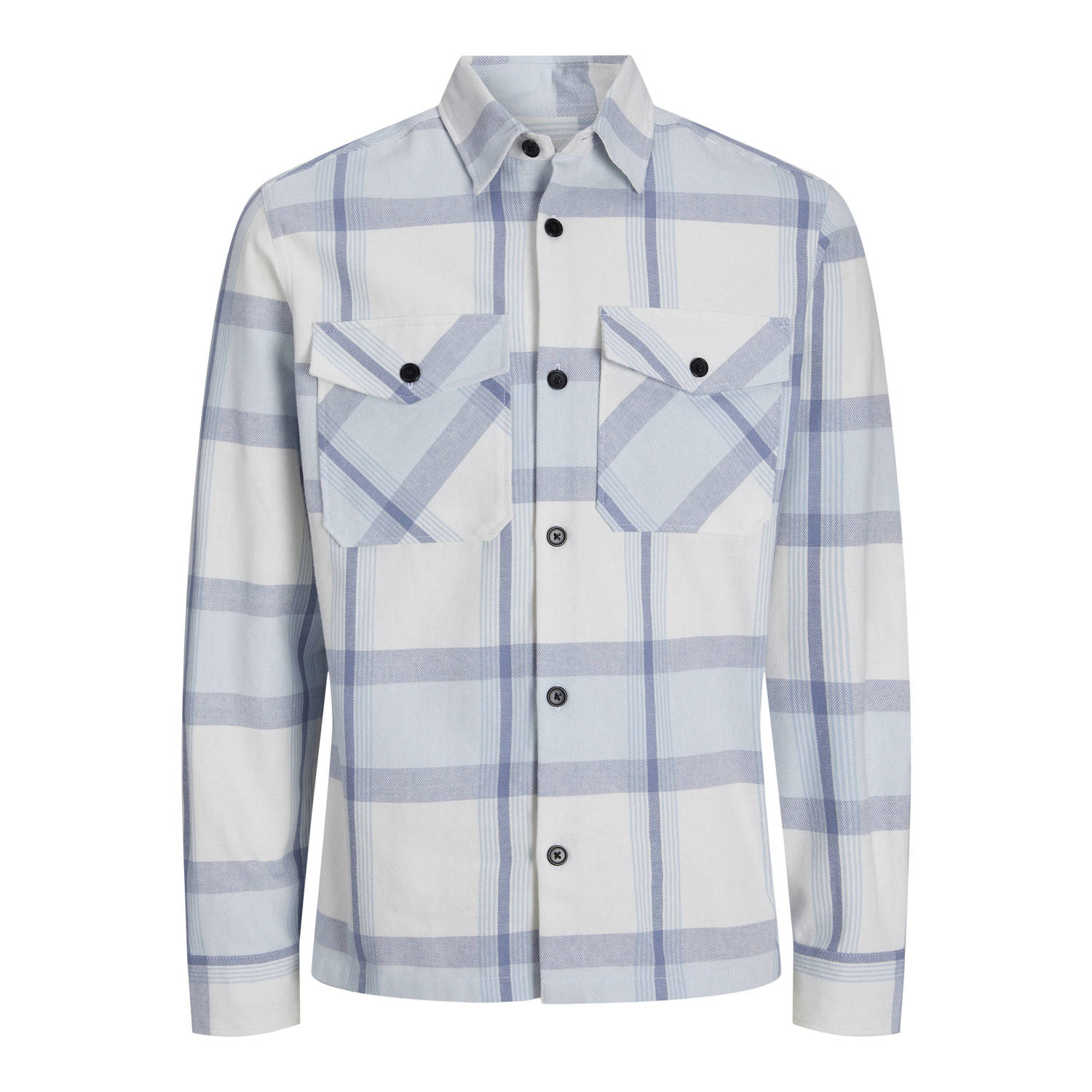 JACK & JONES PREMIUM geruit regular fit overshirt JPRCCROY SPRING lichtblauw