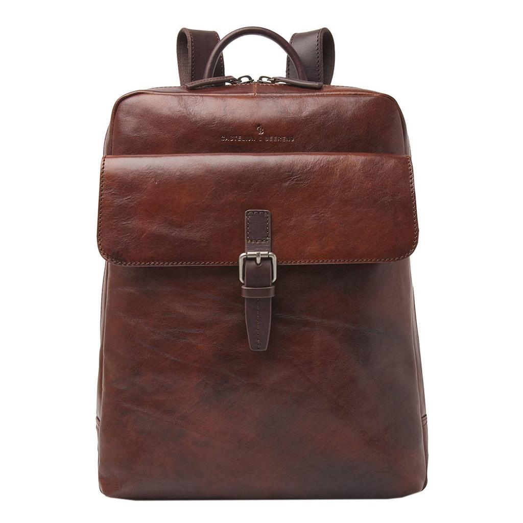Castelijn & Beerens 15.6 leren rugzak Rien + tablet cognac
