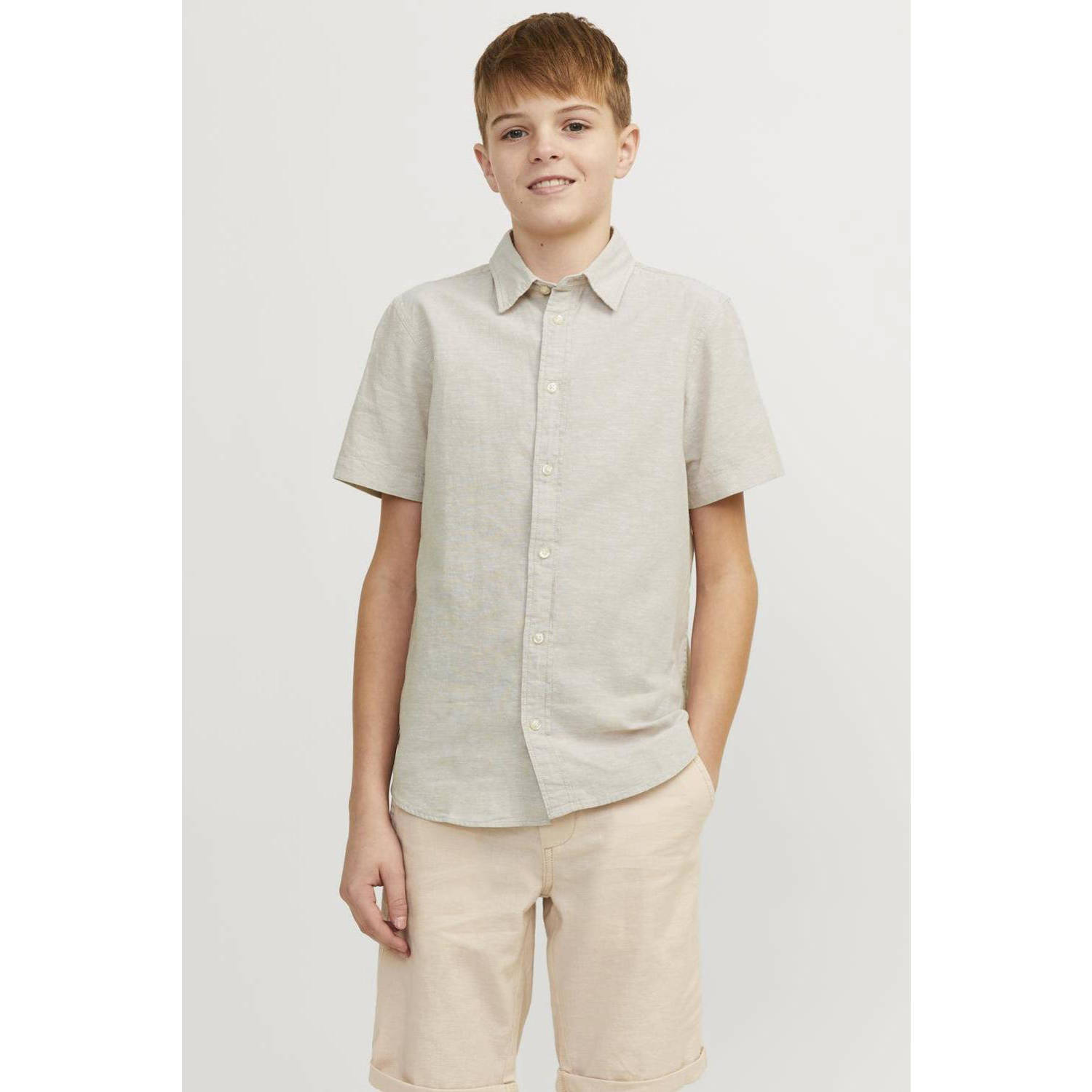 JACK & JONES JUNIOR overhemd JJELINEN BLEND beige