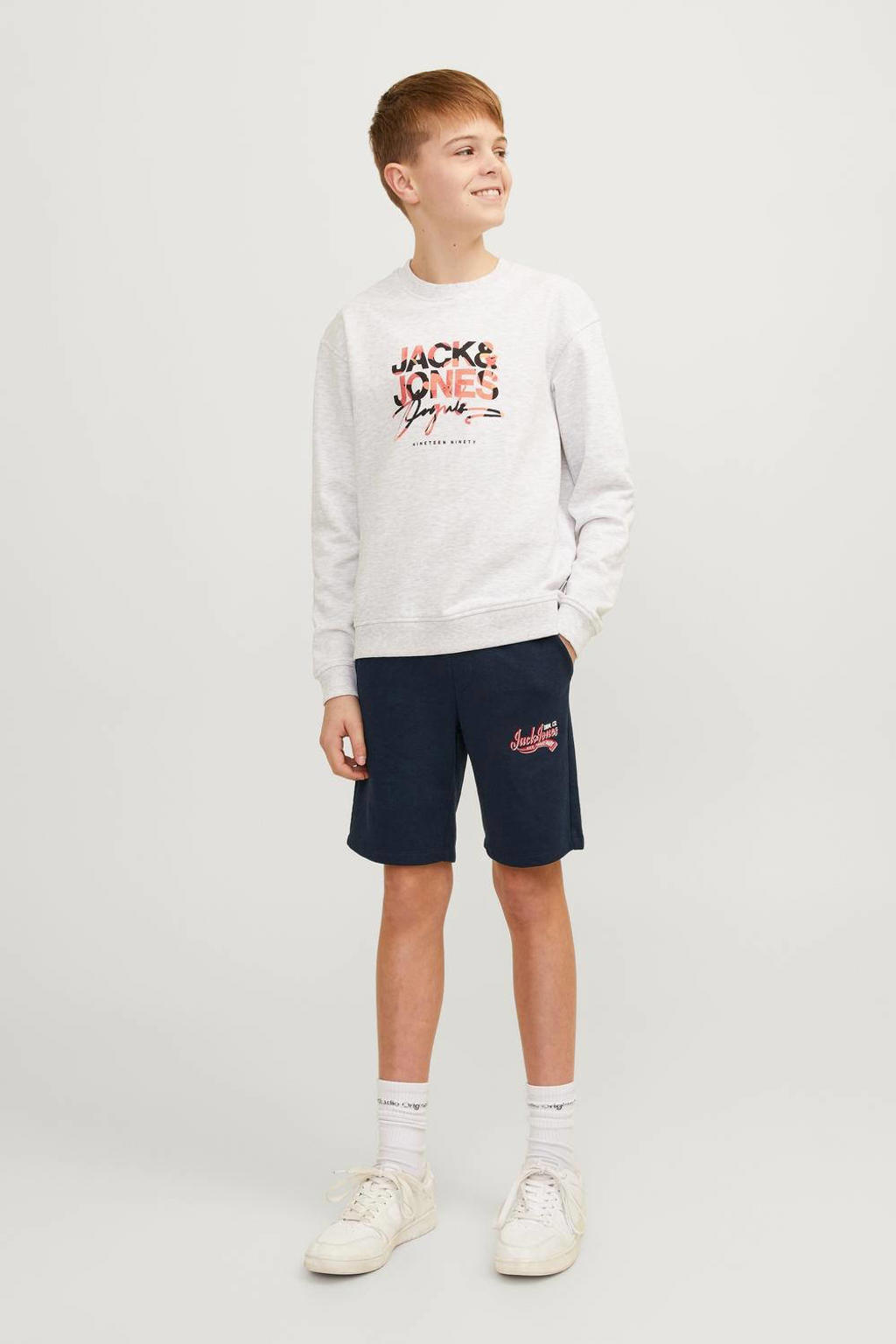 JACK & JONES JUNIOR sweatshort JPSTLOGO met logo donkerblauw