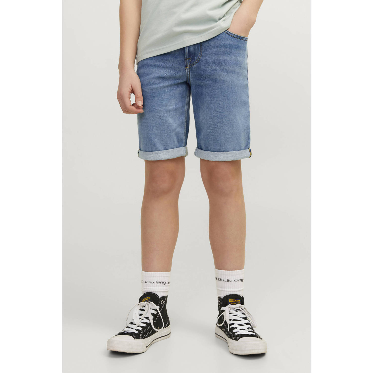 Jack & jones JUNIOR denim short JJIRICK JJICON blue denim 381 Korte broek Blauw Jongens Stretchdenim 128