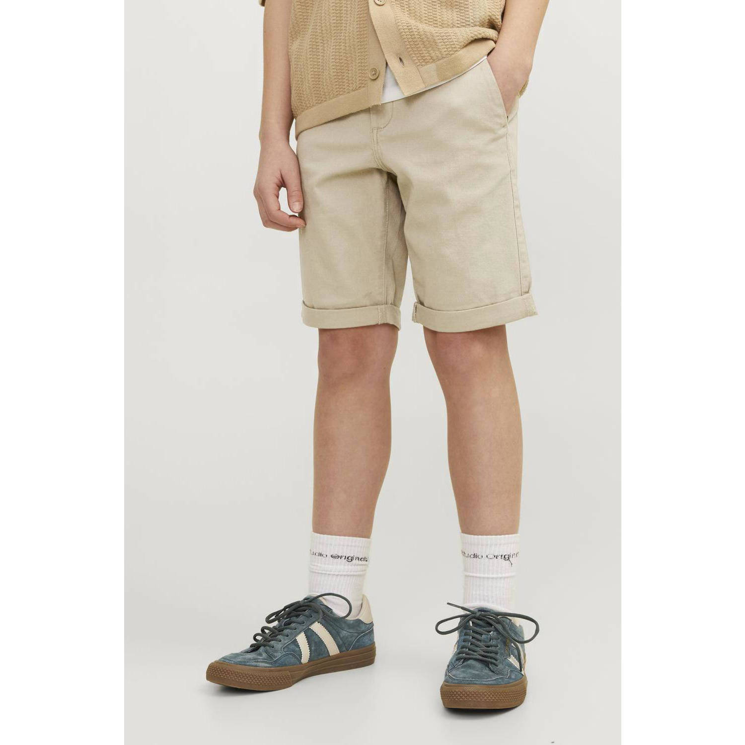 Jack & jones JUNIOR chino short JPSTDAVID JJCHINO beige Korte broek Jongens Stretchkatoen 128