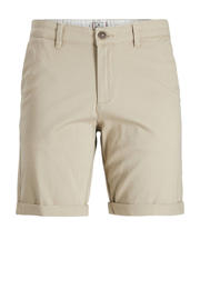 thumbnail: Beige jongens JACK & JONES JUNIOR chino short van stretchkatoen met regular fit, regular waist en effen