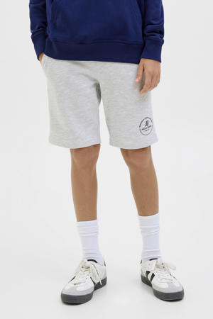 sweatshort JPSTSWIFT met printopdruk wit melange