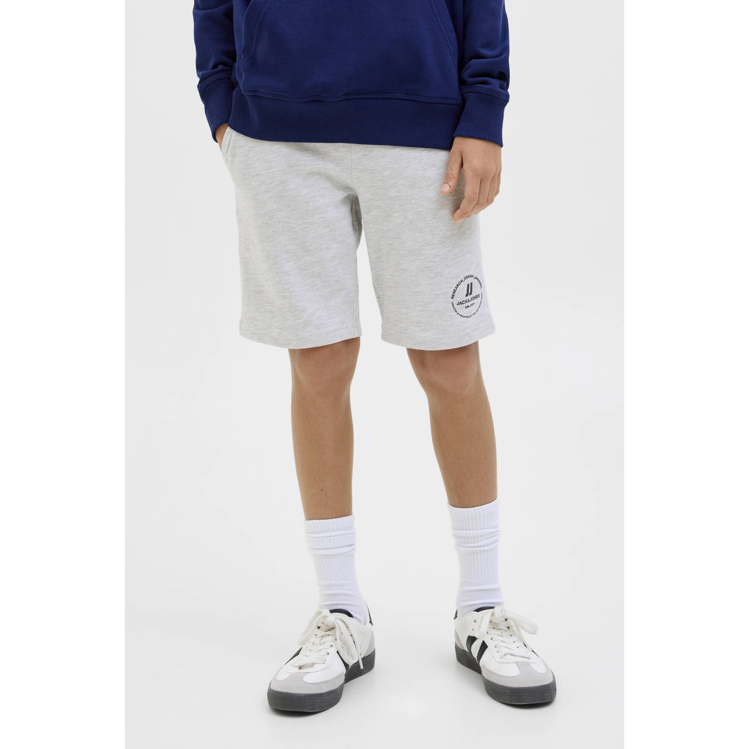 Jack & jones JUNIOR sweatshort JPSTSWIFT met printopdruk wit melange Korte broek 140