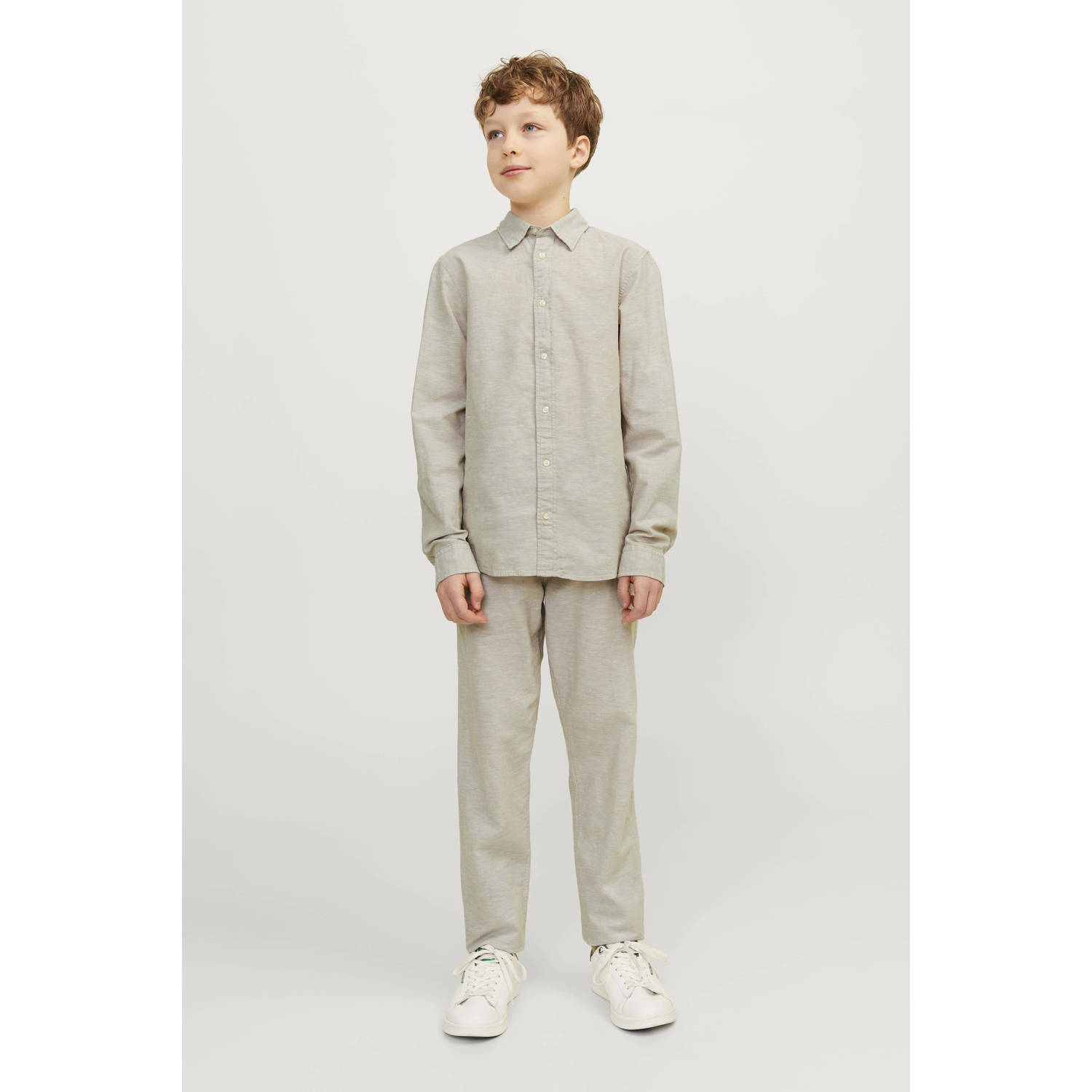 JACK & JONES JUNIOR overhemd JJELINEN BLEND beige