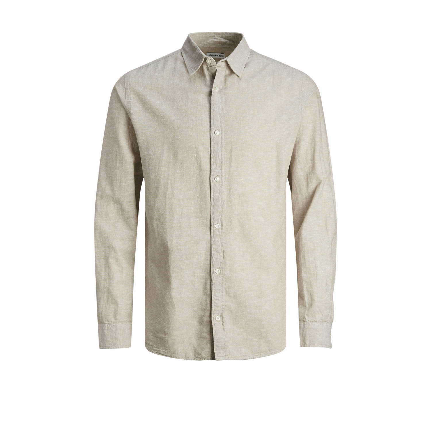 Jack & jones JUNIOR overhemd JJELINEN BLEND beige Jongens Katoen Klassieke kraag 116
