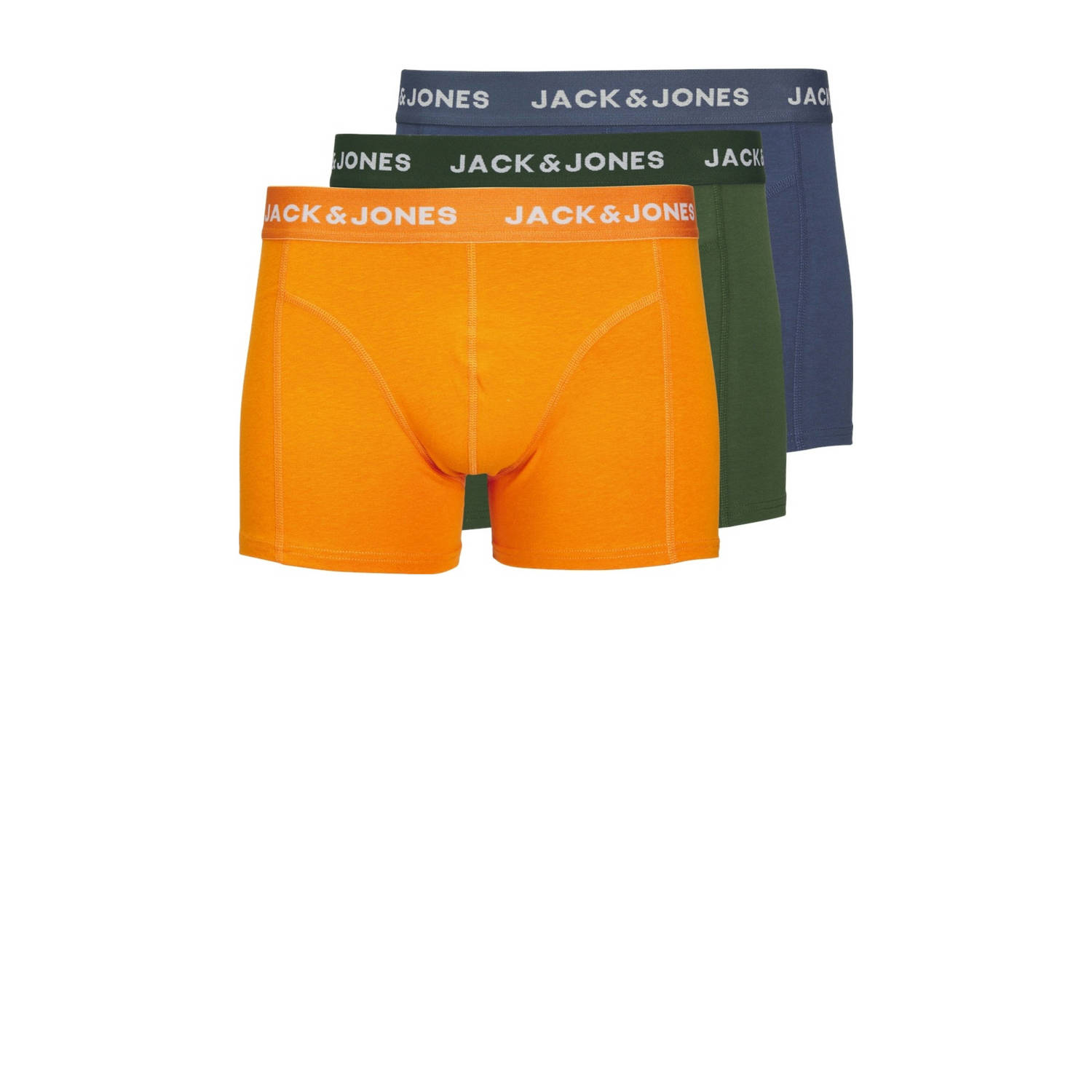 Jack & jones JUNIOR boxershort JACKEX set van 3 oranje groen blauw Jongens Stretchkatoen 128
