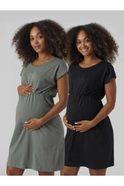 thumbnail: VERO MODA MATERNITY zwangerschapsjurk - groen/zwart (set van 2)
