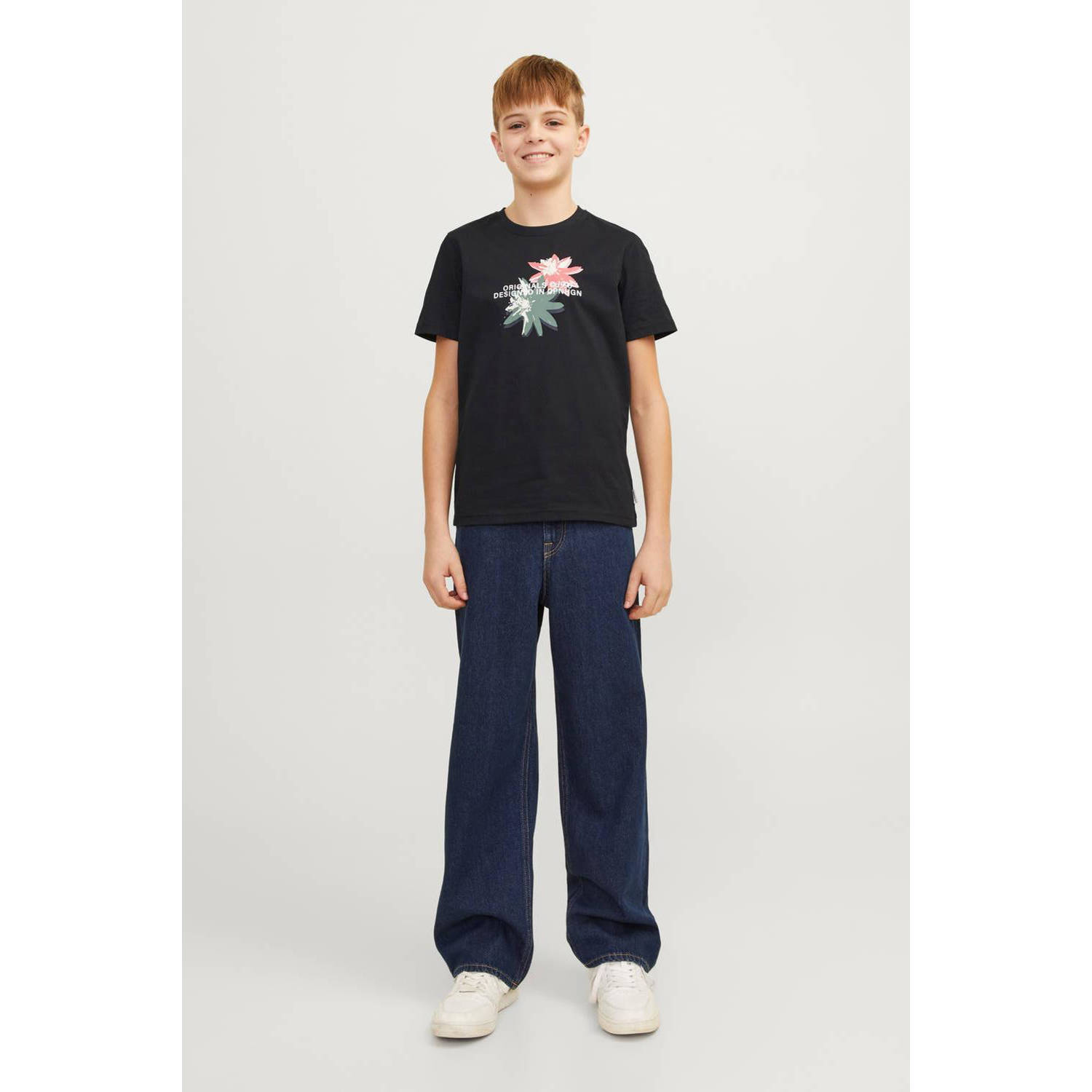 JACK & JONES JUNIOR T-shirt JORTAMPA met printopdruk zwart