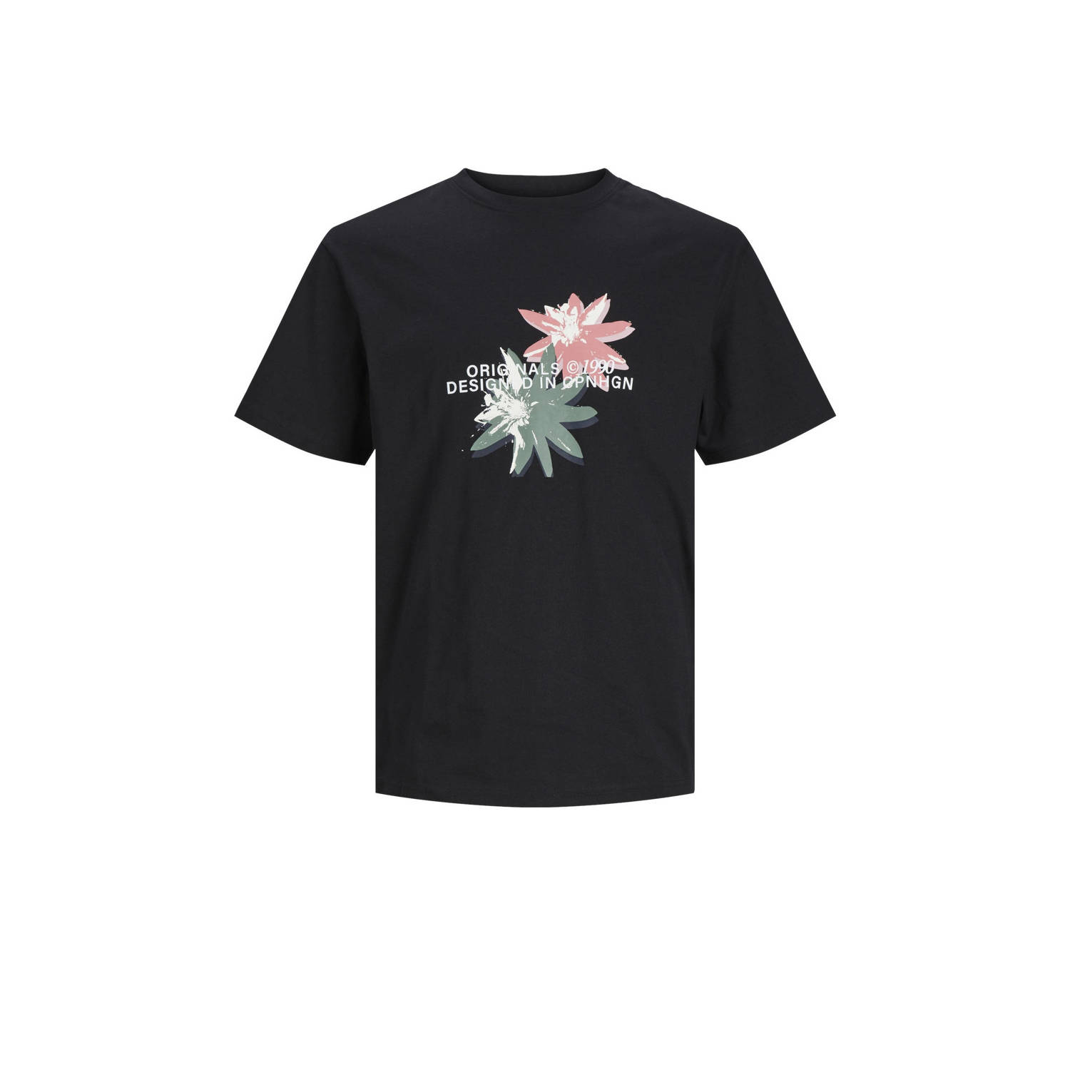 Jack & jones JUNIOR T-shirt JORTAMPA met printopdruk zwart Jongens Katoen Ronde hals 176