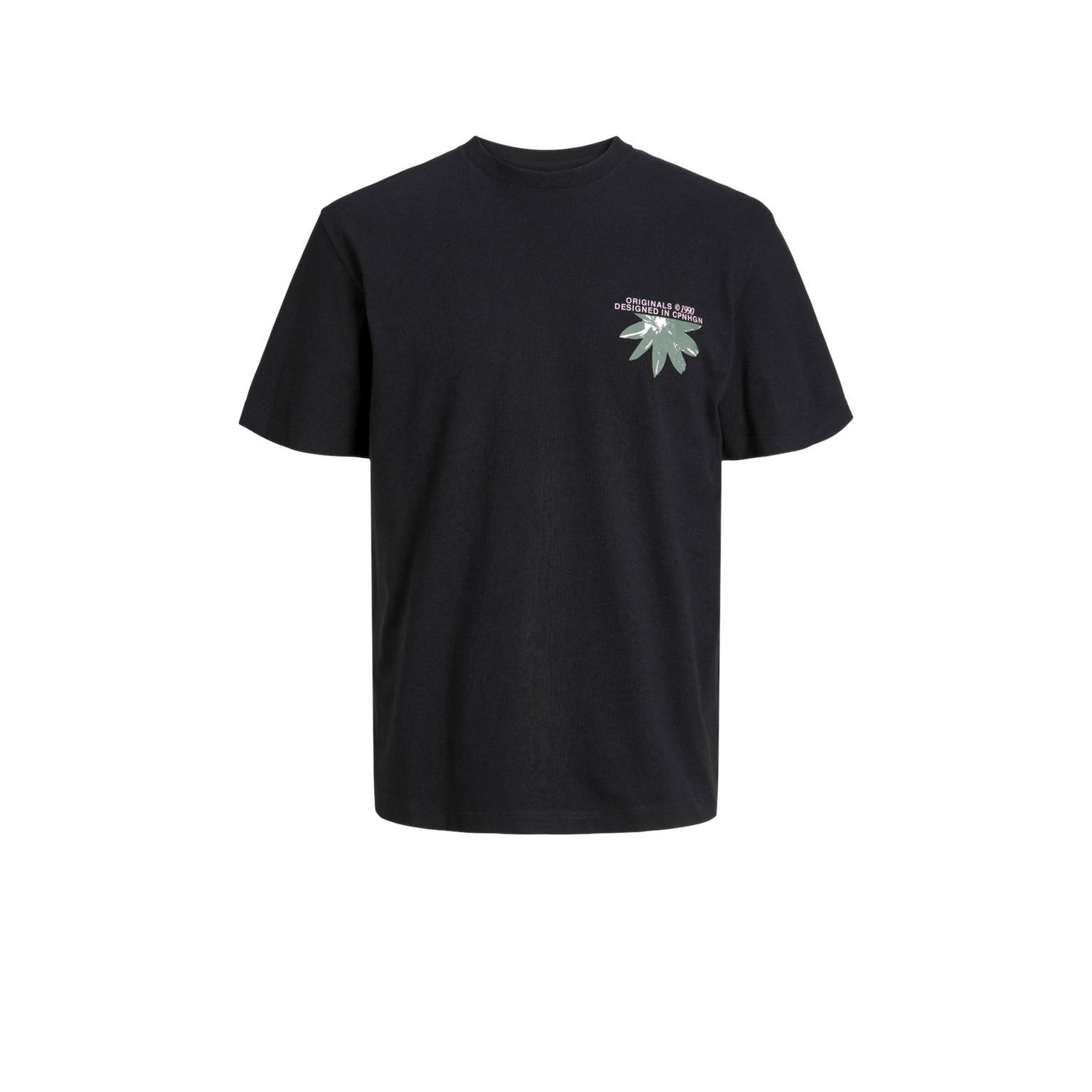 Jack & jones JUNIOR T-shirt JORTAMPA met backprint zwart Jongens Katoen Ronde hals 164