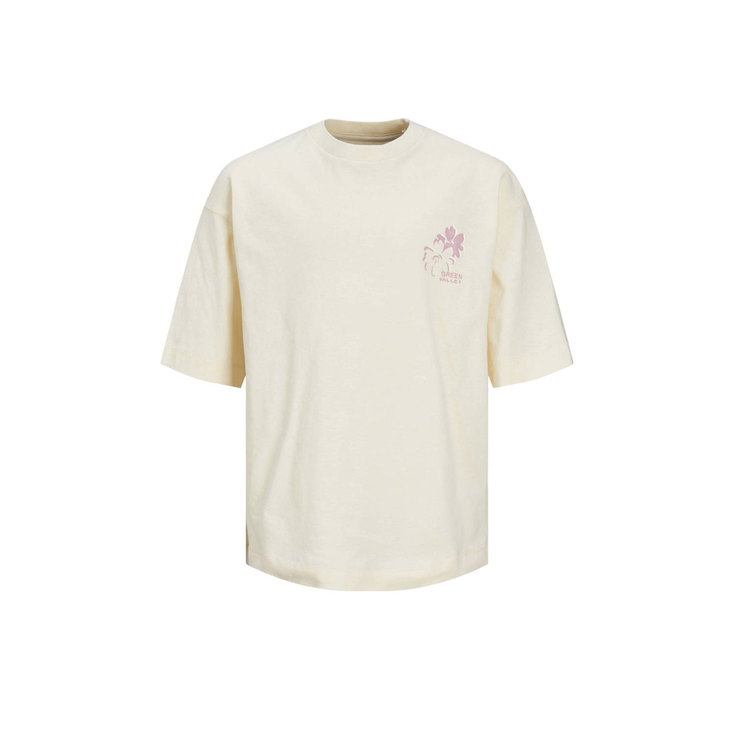 Jack & jones JUNIOR T-shirt JORFARO met backprint ecru roze Jongens Katoen Ronde hals 152