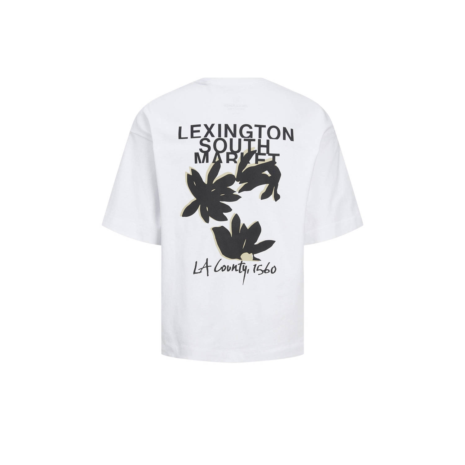 JACK & JONES JUNIOR T-shirt JORFARO met backprint wit zwart