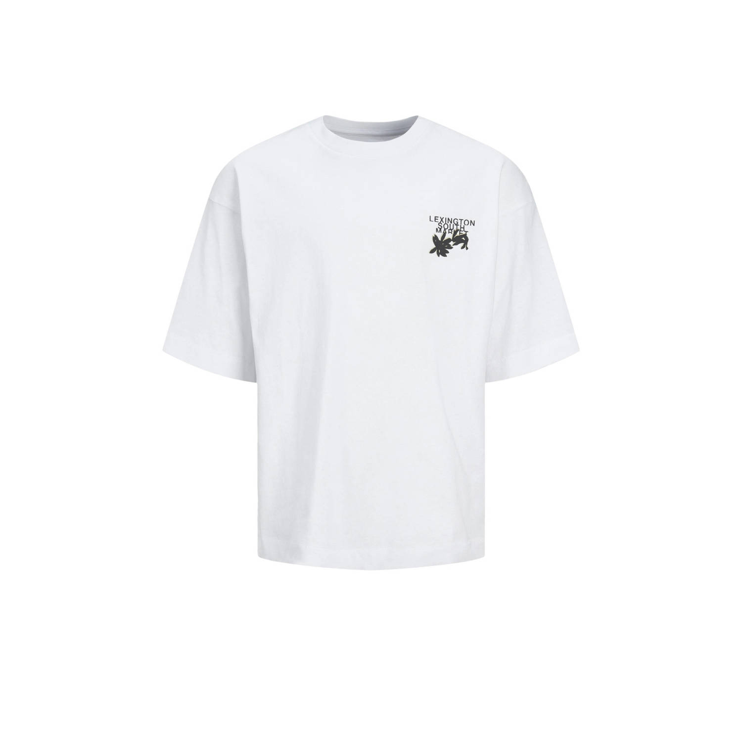 JACK & JONES JUNIOR T-shirt JORFARO met backprint wit zwart