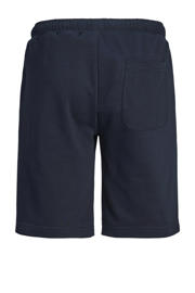thumbnail: Donkerblauwe jongens JACK & JONES JUNIOR sweatshort met regular waist, elastische tailleband met koord en tekst print