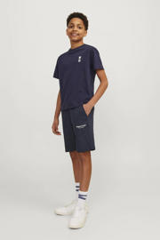 thumbnail: JACK & JONES JUNIOR sweatshort JPSTVESTERBRO met tekst donkerblauw