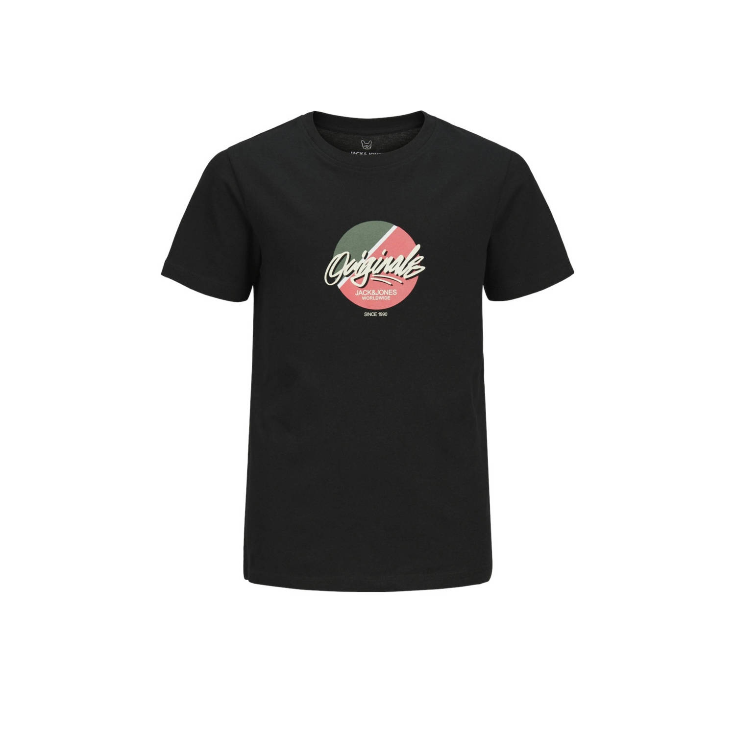 Jack & jones JUNIOR T-shirt JORTAMPA FASTRUNNER1 met printopdruk zwart Jongens Katoen Ronde hals 152
