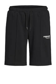 thumbnail: Zwarte jongens JACK & JONES JUNIOR sweatshort met regular waist, elastische tailleband met koord en tekst print