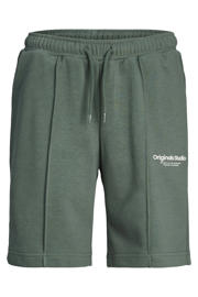 thumbnail: Groene jongens JACK & JONES JUNIOR sweatshort met regular waist, elastische tailleband met koord en tekst print