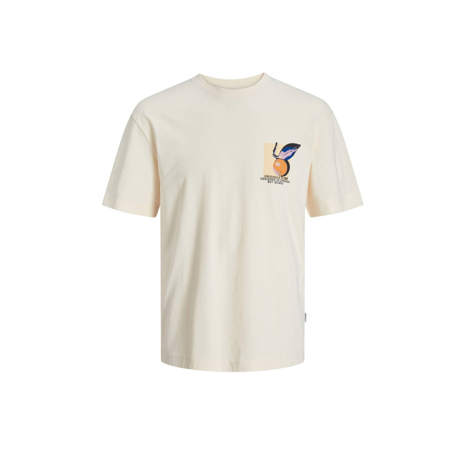 Jack & jones JUNIOR T-shirt JORTAMPA met backprint ecru Jongens Katoen Ronde hals 176