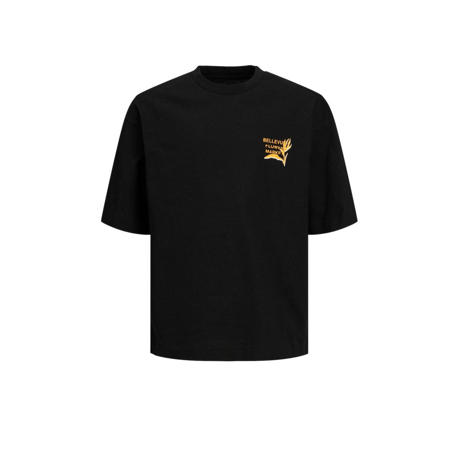 Jack & jones JUNIOR T-shirt JORFARO met backprint zwart Jongens Katoen Ronde hals 176