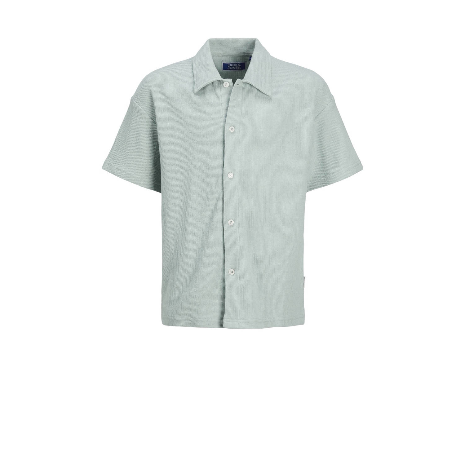 Jack & jones JUNIOR overhemd JORJASPER BUTTON THROUGH SHIRT SS JNR grijsgroen Jongens Katoen Klassieke kraag 128