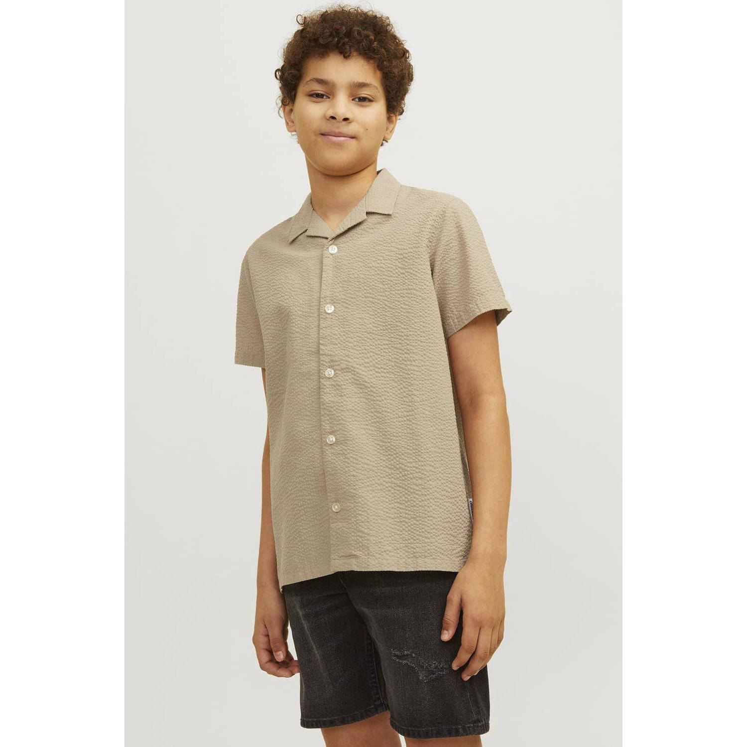 JACK & JONES JUNIOR overhemd JORPALMA beige