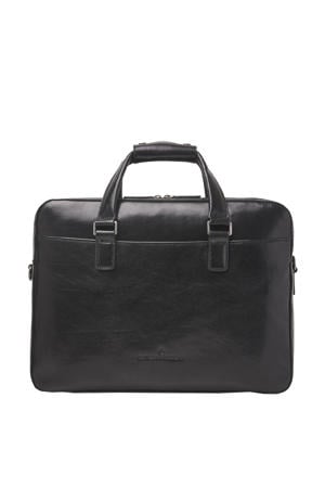 15.6 inch leren laptoptas Gaucho Paul zwart