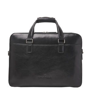 15.6 inch leren laptoptas Gaucho Paul zwart