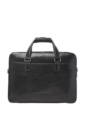 15.6 inch leren laptoptas Gaucho Paul zwart