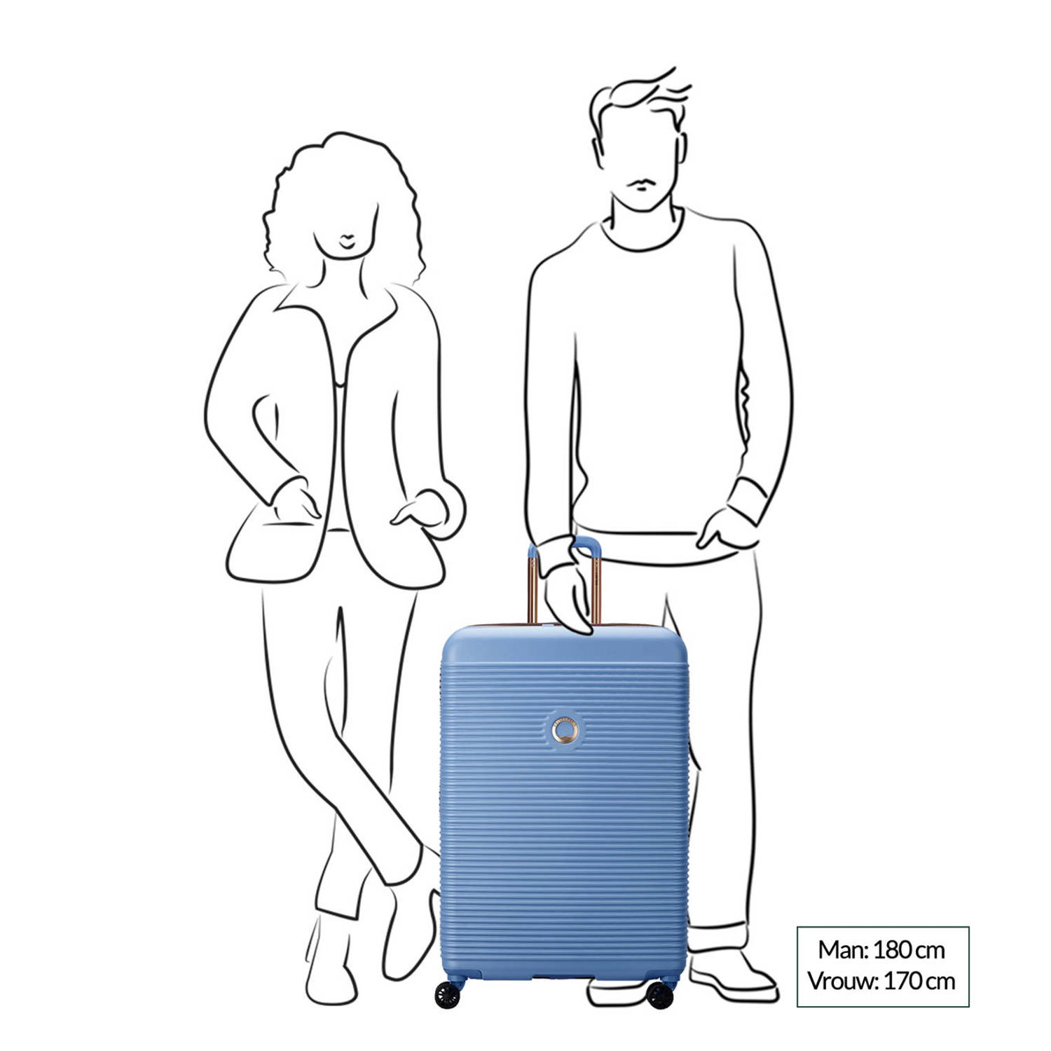 Delsey trolley Freestyle 76 cm. lichtblauw