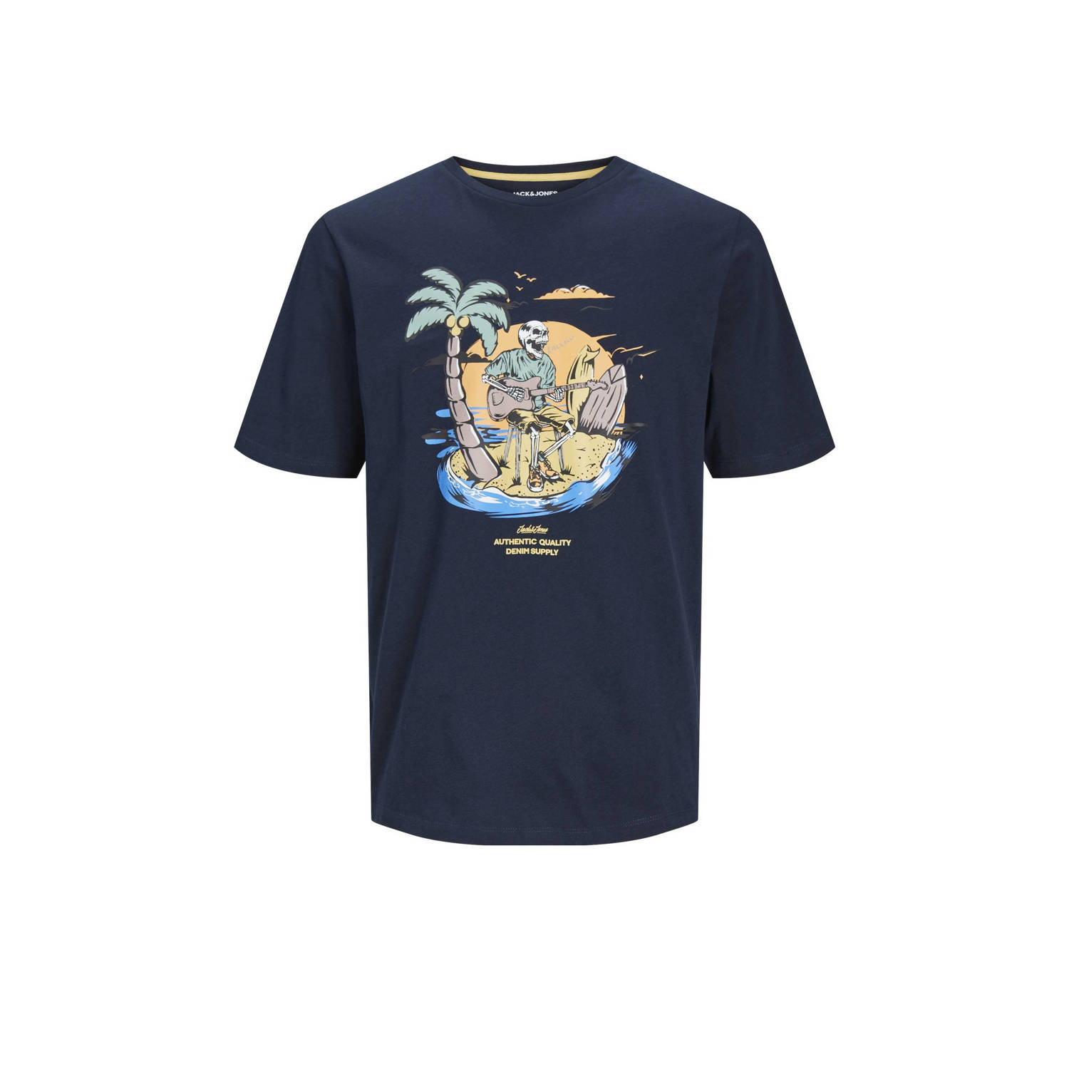 Jack & jones JUNIOR T-shirt JJZION met printopdruk donkerblauw Jongens Katoen Ronde hals 128