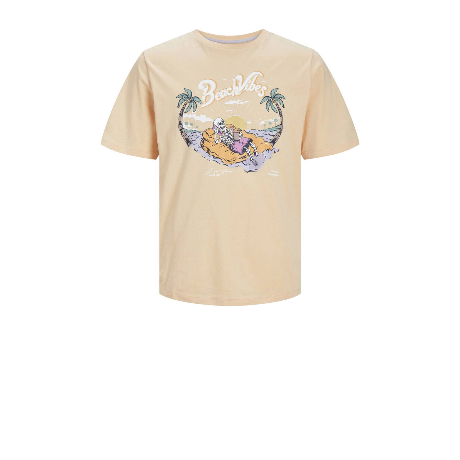 Jack & jones JUNIOR T-shirt JJZION met printopdruk zachtoranje Jongens Katoen Ronde hals 164