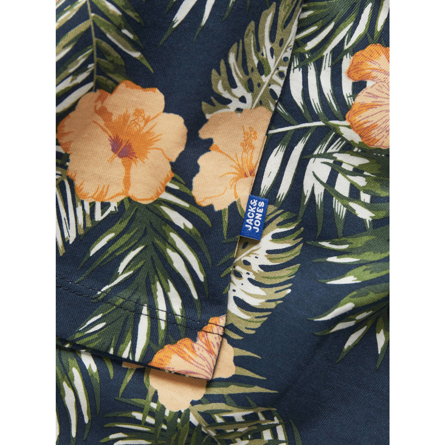 JACK & JONES JUNIOR T-shirt JJCHILL met all over print donkerblauw geel