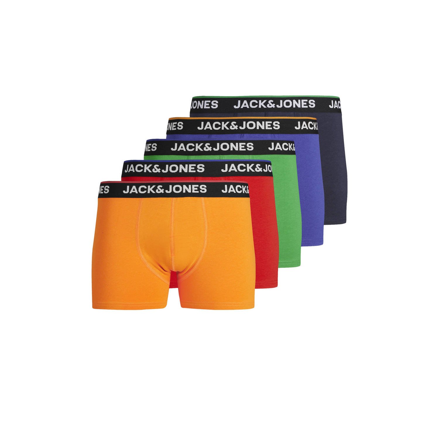 Jack & jones JUNIOR boxershort JACTOPLINE set van 5 multicolor Oranje Jongens Stretchkatoen 140