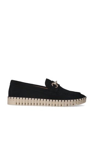 suède loafers zwart