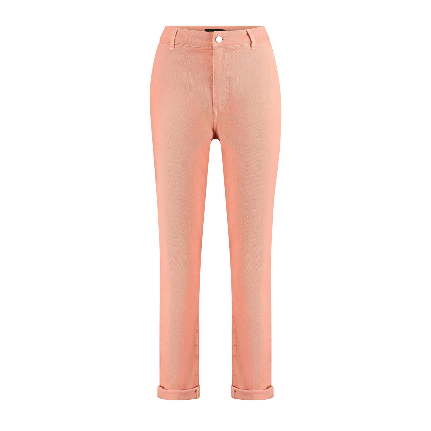 Claudia Sträter cropped tapered fit broek zalm