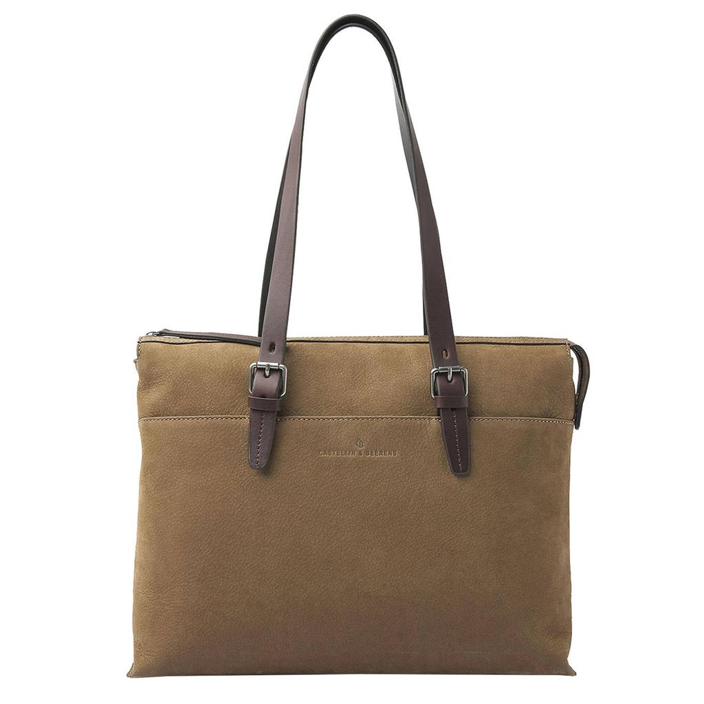 Castelijn & Beerens 15.6 inch nubuck laptoptas taupe